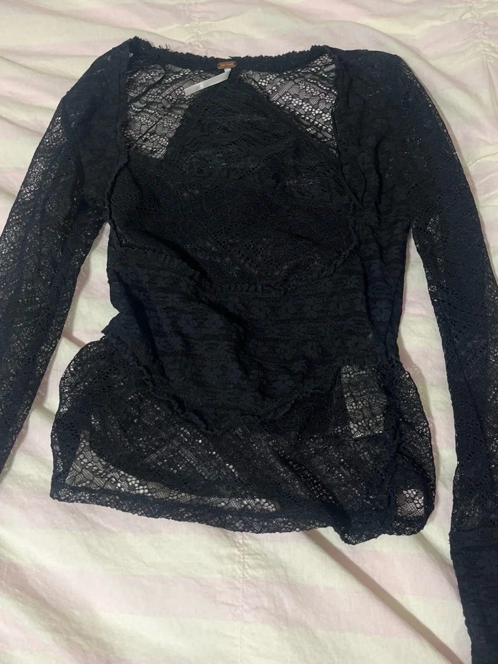 Free people my party lace square neck long sleeve top